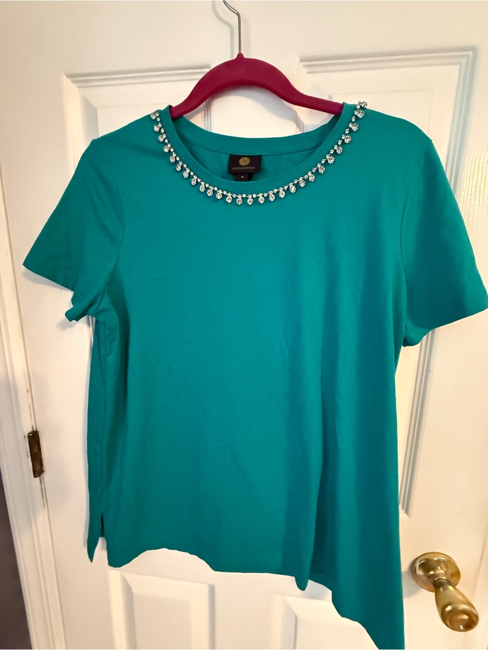 Teal Short Sleeve Jewel Neck Tee